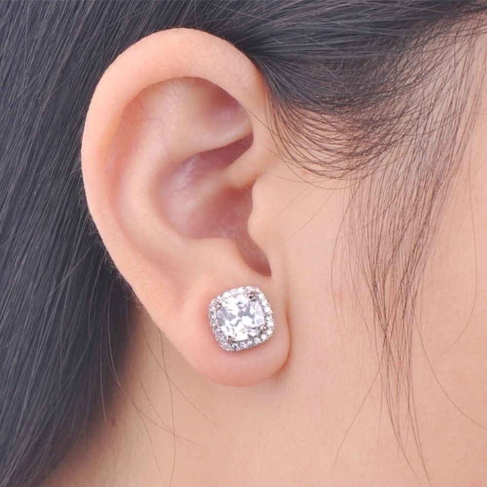 10k white gold filled AAA cz studs